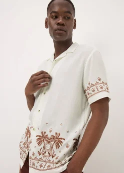 Ecru Embroidered Palm Shirt