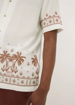 Ecru Embroidered Palm Shirt