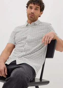 Ecru Geo Print Jersey Shirt