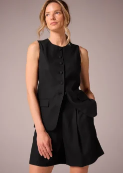 Et Vous Black Linen Blend Waistcoat