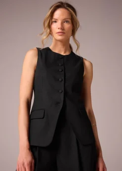 Et Vous Black Linen Blend Waistcoat