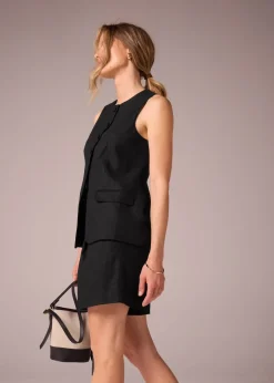 Et Vous Black Linen Blend Tailored Shorts