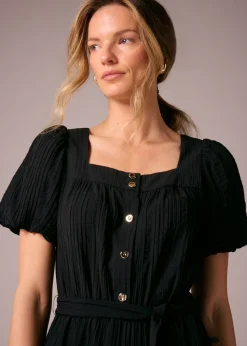 Et Vous Black Textured Tie Belt Jumpsuit