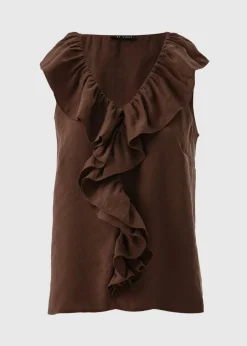 Et Vous Brown Boho Frill Sleeveless Blouse