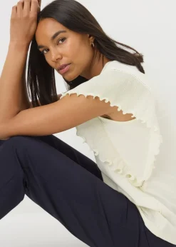 Et Vous Ivory Frill Sleeve T-Shirt