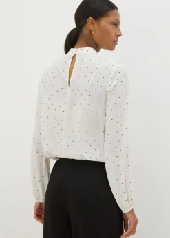 Et Vous Ivory Spot High Neck Blouse