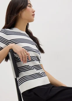 Et Vous Ivory Stripe Short Sleeve Jumper