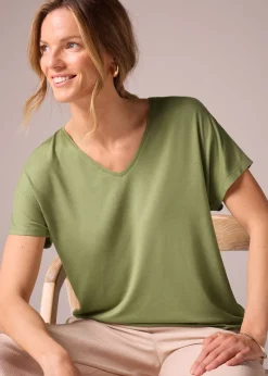 Et Vous Khaki V-Neck Top