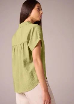 Et Vous Lime Green Airflow V-Neck Blouse