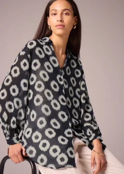 Et Vous Navy Scratch Spot Blouse