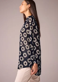 Et Vous Navy Scratch Spot Blouse