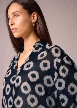 Et Vous Navy Scratch Spot Blouse