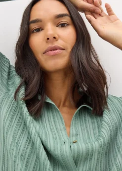 Et Vous Sage Green Textured Co Ord Shirt