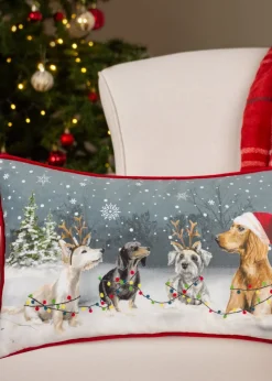 Evans Lichfield Christmas Dogs Festive Filled Cushion (30cm x 50cm x 8cm)