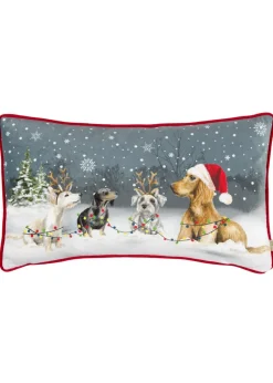 Evans Lichfield Christmas Dogs Festive Filled Cushion (30cm x 50cm x 8cm)