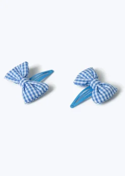 Flitzy Back To School Blue Puff Bow Clips