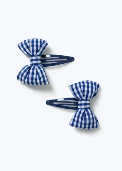 Flitzy Back To School Navy Puff Bow Clips