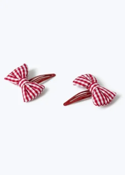 Flitzy Back To School Red Puff Bow Clips