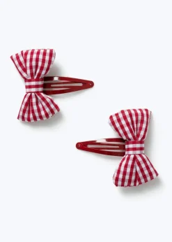 Flitzy Back To School Red Puff Bow Clips