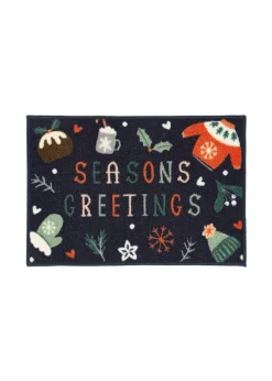 FloorMatters Printed Loop Seasons Greetings Washable Runner and Mat