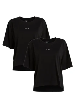 French Connection Black 2-Pack Cotton Printed Short Sleeve T-Shirts