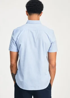 French Connection Blue Cotton Short Sleeve Oxford Shirt