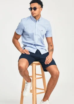 French Connection Blue Cotton Short Sleeve Oxford Shirt