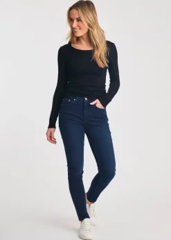 French Connection Blue Cotton Blend Stretch High Rise Skinny Denim Jeans