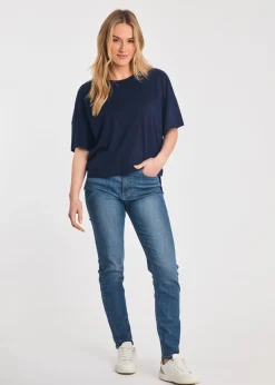 French Connection Blue Cotton Crew Neck Boxy Fit T-Shirts 2 Pack