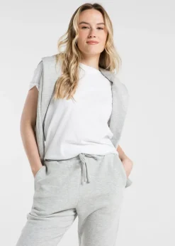 French Connection Light Grey Cotton Blend Regular Fit Logo Hoody