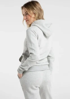 French Connection Light Grey Cotton Blend Regular Fit Logo Hoody