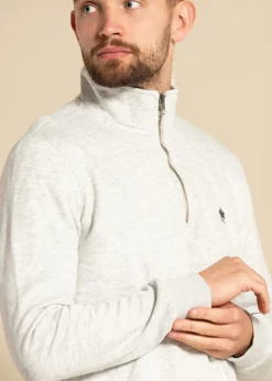 French Connection Light Grey Cotton Blend Half-Zip Jumper