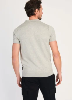 French Connection Light Grey 1/2 Zip Short Sleeve Polo Shirt