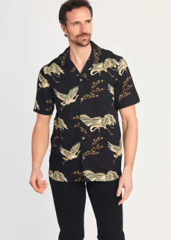 French Connection Navy Bird Print Short Sleeve Shirt