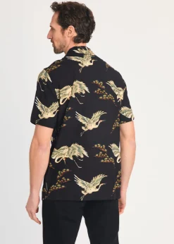 French Connection Navy Bird Print Short Sleeve Shirt