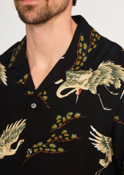 French Connection Navy Bird Print Short Sleeve Shirt