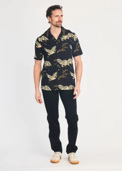 French Connection Navy Bird Print Short Sleeve Shirt