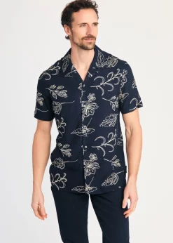 French Connection Navy Floral Print Short Sleeve Shirt