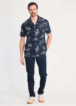 French Connection Navy Floral Print Short Sleeve Shirt