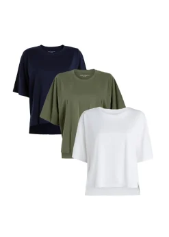 French Connection Navy 3-Pack Cotton Crew Neck Boxy Fit Short Sleeve T-Shirts