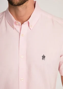 French Connection Pink Cotton Short Sleeve Oxford Shirt