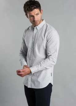 French Connection White Cotton Long Sleeve Floral Shirt