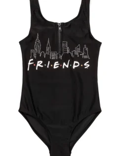 Friends Girls Black Swimming Costume (7-15 Years)