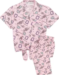 Friends Girls Pink Central Perk Logo Aop Pyjama Set (7 - 13 Years)