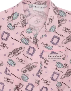 Friends Girls Pink Central Perk Logo Aop Pyjama Set (7 - 13 Years)