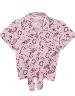 Friends Girls Pink Central Perk Logo Aop Pyjama Set (7 - 13 Years)