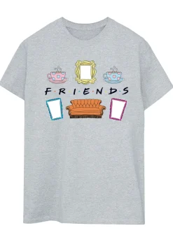 Friends Logo Icons Heather Grey Boyfriend Fit T-Shirt