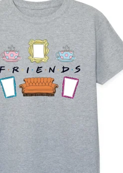 Friends Logo Icons Kids Heather Grey T-Shirt (3-13 Years)