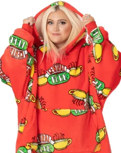 Friends Unisex Red Central Perk Logo Blanket Hoodie