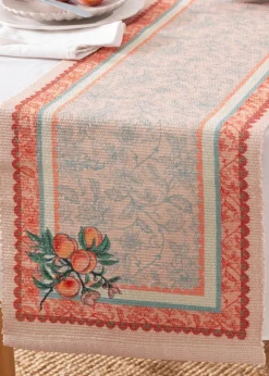 furn. Anemone Peaches Indoor/Outdoor Table Runner